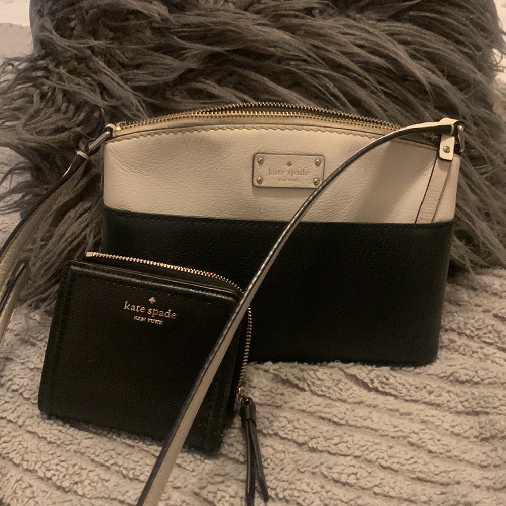Kate Spade Crossbody + wallet , black and white